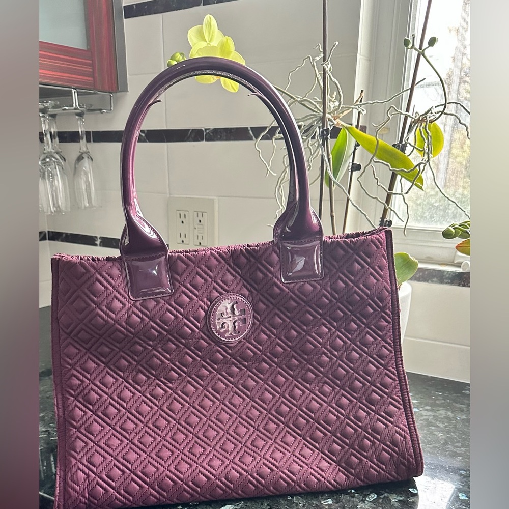 Tory Burch Quilted Burgundy Tote